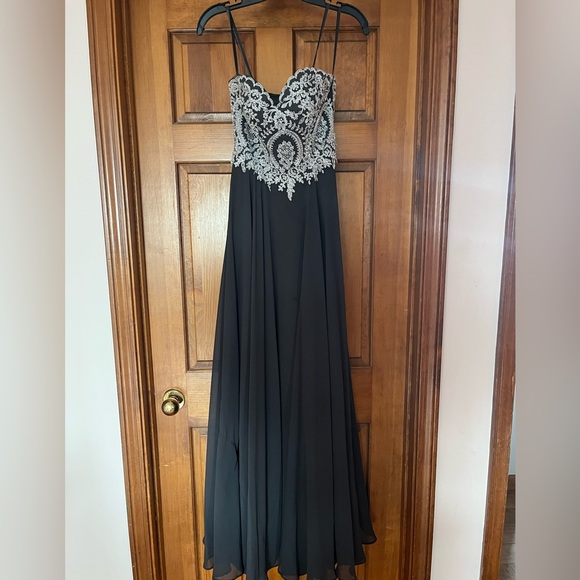 Dresses Once Worn Dark Grey Prom Dress With Silver Details Poshmark
